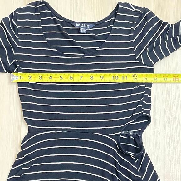 American Eagle Soft & Stretchy Black White Striped Side Cutout Mini Dress Sz M - Picture 8 of 8